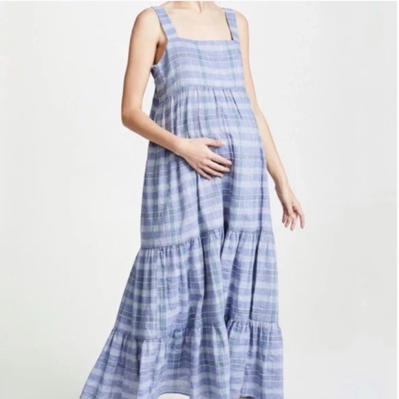 Hatch Dresses & Skirts - Hatch The Jules Dress Blue Plaid Chambray